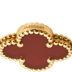 Pre Owned Van Cleef & Arpels Vintage Alhambra Carnelian 18K Yellow Gold 5-Motif Station Bracelet