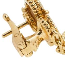 مملوكة مسبقًا Van Cleef & Arpels Lucky Alhambra Mother of Pearl Tiger's Eye 18k Yellow Gold Drop Earrings