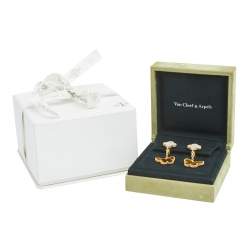 مملوكة مسبقًا Van Cleef & Arpels Lucky Alhambra Mother of Pearl Tiger's Eye 18k Yellow Gold Drop Earrings