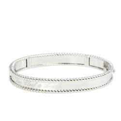 Pre Owned Van Cleef & Arpels Perlée 18K White Gold Bangle Bracelet S