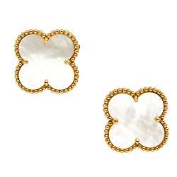 Pre Owned أقراط فان كليف & آربلز ماجيك ألامبرا صدف وذهب أصفر عيار 18 مرصع