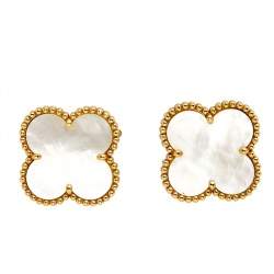 Pre Owned أقراط فان كليف & آربلز ماجيك ألامبرا صدف وذهب أصفر عيار 18 مرصع