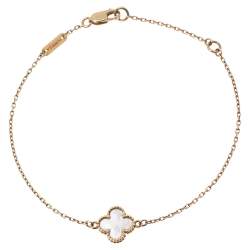 Pre Owned Van Cleef & Arpels Sweet Alhambra Mother of Pearl 18k Yellow Gold Bracelet