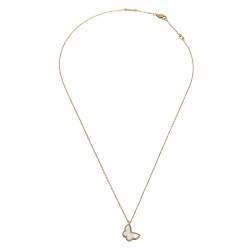 مملوكة مسبقًا Van Cleef and Arpels Sweet Alhambra Butterfly Mother of Pearl & 18k Yellow Gold Pendant Necklace