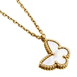 مملوكة مسبقًا Van Cleef and Arpels Sweet Alhambra Butterfly Mother of Pearl & 18k Yellow Gold Pendant Necklace