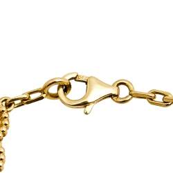 Pre Owned Van Cleef & Arpels Vintage Alhambra Textured 5 Motif 18K Yellow Gold Station Bracelet