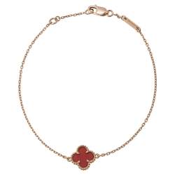 Pre Owned Van Cleef & Arpels Sweet Alhambra Carnelian 18k Rose Gold Bracelet