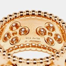 Pre Owned Van Cleef & Arpels Perlée Clover Diamond 18k Rose Gold Large Model Band Ring Size 51