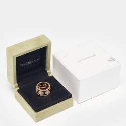 Pre Owned Van Cleef & Arpels Perlée Clover Diamond 18k Rose Gold Large Model Band Ring Size 51
