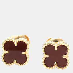 Pre Owned Van Cleef & Arpels Sweet Alhambra 18K Rose Gold Carnelian Earrings