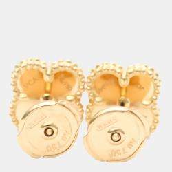 Pre Owned Van Cleef & Arpels Sweet Alhambra 18K Rose Gold Carnelian Earrings