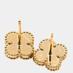 Pre Owned Van Cleef & Arpels Sweet Alhambra 18K Rose Gold Carnelian Earrings