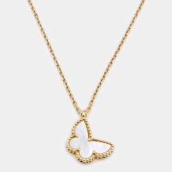 Pre Owned قلادة  فان كليف أند آربلز سويت ألامبرا باترفلاي ذهب أصفر عيار 18 صدف