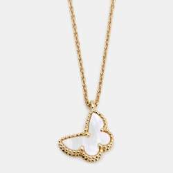 Pre Owned قلادة  فان كليف أند آربلز سويت ألامبرا باترفلاي ذهب أصفر عيار 18 صدف