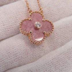 Pre Owned Van Cleef & Arpels Vintage Alhambra 18K Rose Gold Diamond Necklace