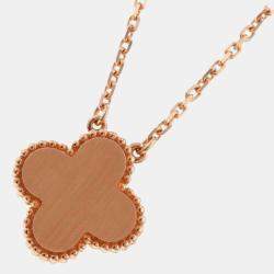 Pre Owned Van Cleef & Arpels Vintage Alhambra 18K Rose Gold Diamond Necklace
