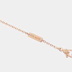 Pre Owned Van Cleef & Arpels Vintage Alhambra 18K Rose Gold Diamond Rhodonite Necklace
