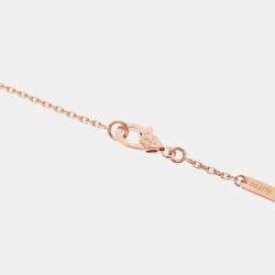 Pre Owned Van Cleef & Arpels Vintage Alhambra 18K Rose Gold Diamond Rhodonite Necklace