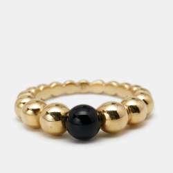 Pre Owned Van Cleef & Arpels Perlee Couleurs Onyx 18K Yellow Gold Variation Ring 51