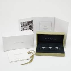 Pre Owned Van Cleef & Arpels Vintage Alhambra Chalcedony 5 Motif 18k White Gold Station Bracelet