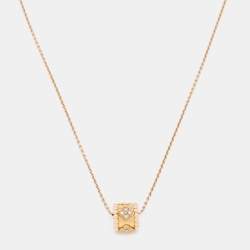 Pre Owned Van Cleef & Arpels Perlée Clover Diamonds 18k Rose Gold Pendant Necklace
