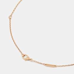 Pre Owned Van Cleef & Arpels Perlée Clover Diamonds 18k Rose Gold Pendant Necklace