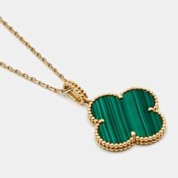 Pre Owned Van Cleef & Arpels Magic Alhambra Malachite 18K Yellow Gold Long Pendant Necklace