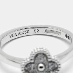 Pre Owned Van Cleef & Arpels Sweet Alhambra Diamond 18K White Gold Ring Size 52