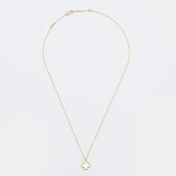 Pre Owned Van Cleef & Arpels Sweet Alhambra Mother of Pearl 18k Yellow Gold Pendant Necklace