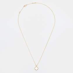Pre Owned Van Cleef & Arpels Sweet Alhambra Mother of Pearl 18k Yellow Gold Pendant Necklace