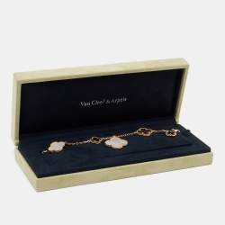 Van Cleef & Arpels Magic Alhambra Mother of Pearl Onyx 5-Motif 18k Yellow Gold Bracelet