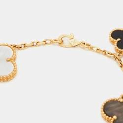 Van Cleef & Arpels Magic Alhambra Mother of Pearl Onyx 5-Motif 18k Yellow Gold Bracelet