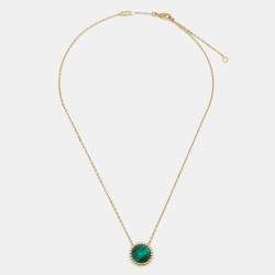 Pre Owned قلادة فان كليف آند اربلز بيرليه كولورز دلاية ملاكيت وذهب أصفر عيار 18 