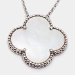 Pre Owned Van Cleef & Arpels Magic Alhambra Mother of Pearl 18K White Gold Pendant Necklace