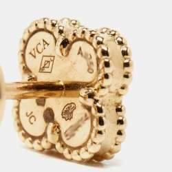 Pre Owned Van Cleef & Arpels Sweet Alhambra Mother of Pearl 18k Yellow Gold Stud Earrings