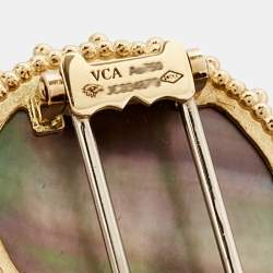 Pre Owned Van Cleef & Arpels Lucky Animals Hedgehog Tiger's Eye Onyx Mother of Pearl 18k Yellow Gold Brooch