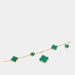 Pre Owned سوار فان كليف أند أربلز ماجيك ألامبرا ذهب أصفر عيار 18 مالاكيت