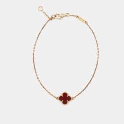 مملوكة مسبقًا Van Cleef & Arpels Sweet Alhambra Carnelian 18k Rose Gold Bracelet