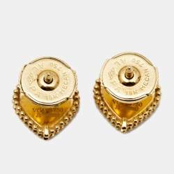 Pre Owned Van Cleef & Arpels Sweet Alhambra Mother of Pearl 18k Yellow Gold Stud Earrings