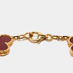Pre Owned Van Cleef & Arpels Carnelian 18k Yellow Gold 5 Motif Station Bracelet