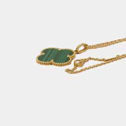 Pre Owned Van Cleef & Arpels Magic Alhambra 18K Yellow Gold Malachite Necklace