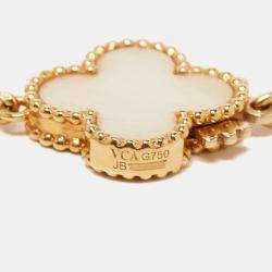 Van Cleef & Arpels Magic Alhambra Mother of Pearl 18k Yellow Gold 16 Motif Station Onyx Necklace