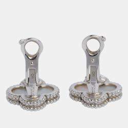 Pre Owned Van Cleef & Arpels Vintage Alhambra 18K White Gold Mother of Pearl Earrings