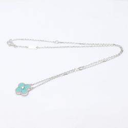 مملوكة مسبقًا Van Cleef & Arpels Vintage Alhambra Limited Edition 18K White Gold Diamond Sevres Porcelain Necklace