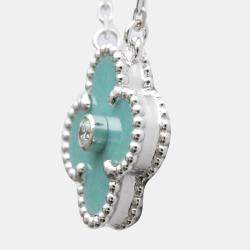 مملوكة مسبقًا Van Cleef & Arpels Vintage Alhambra Limited Edition 18K White Gold Diamond Sevres Porcelain Necklace