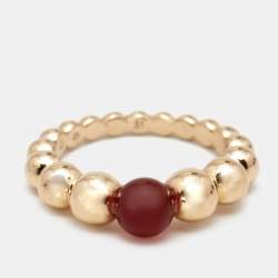 Van Cleef & Arpels Perlée Variation Couleurs Carnelian 18k Rose Gold Ring Size 51