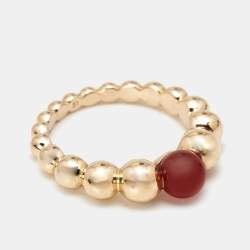 Van Cleef & Arpels Perlée Variation Couleurs Carnelian 18k Rose Gold Ring Size 51