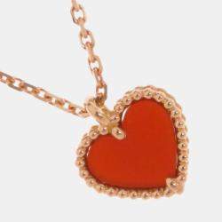 Pre Owned Van Cleef & Arpels Sweet Alhambra 18K Rose Gold Carnelian Necklace