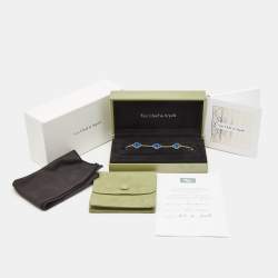 Pre Owned Van Cleef & Arpels Vintage Alhambra Agate 18k Yellow Gold 5 Motif Station Bracelet