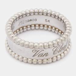 Van Cleef & Arpels Perlée Signature 18k White Gold Band Ring Size 54